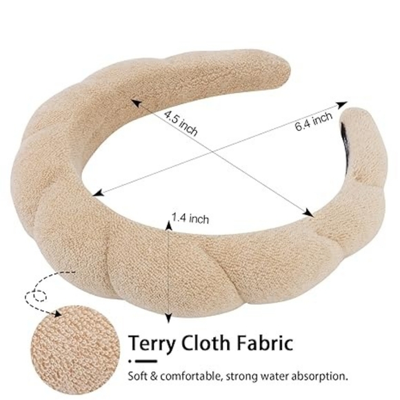 WHAVEL 3 Pack Spa Headband Skincare Headbands, Makeup Headband Sponge Terry - Picture 2 of 3